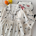 Cartoon Hello Kitty Summer Cardigan Lapel Women's Pajama Set Cloud Cotton Cute Printed Casual Loungewear Three-piece Set