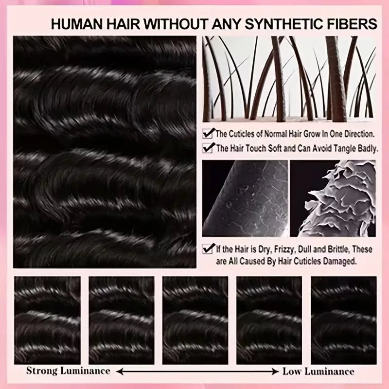 30Inch Deep Wave Human Hair Bundles Brazilian Virgin Unprocessed Weaving Curly Hair 3/4 Bundles Weaving Extensions