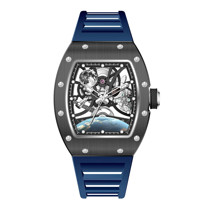 Hot Selling New High Quality Barrel Case Automatic Watch Stylish Sports Silicone Strap Mechanical Business Casual Watches