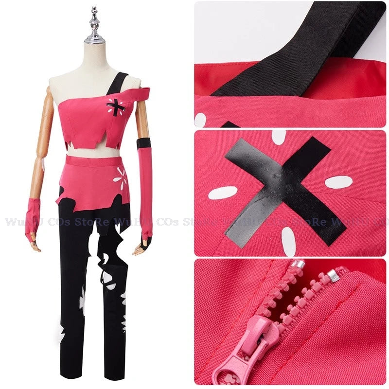 SAIKOU/ Anime Hazzbin Cherri Bombb Hotel Cosplay Costume Pink Outfit Wig Women Halloween Carnival Christmas Cosplay Sexy Costume
