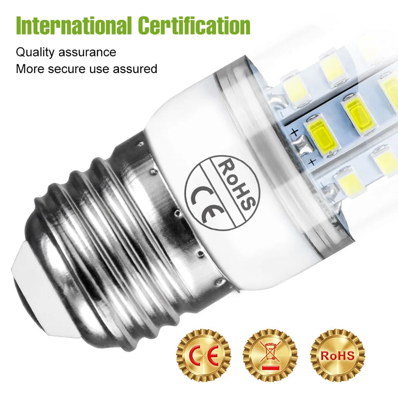 E27 LED Corn Bulb E14 Lamp GU10 Spotlight G9 Ceiling Chandeliers 220V Indoor Home Bedroom Living Room B22 Lights Cool/Warm White
