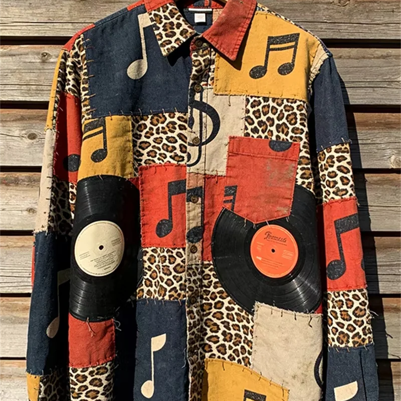 New Vintage Distressed Patchwork Guitar Sheet Music Print | SAMAG