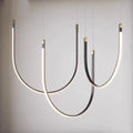 Living Room Study Modern New Lines U shaped Designer Restaurant Exhibition Hall Chandelier LED Industrial Wind Belt Creativity