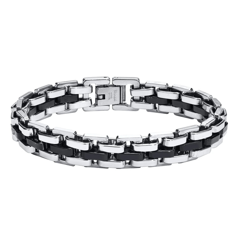 Vnox Stylish Strap Chain Bracelets for Men Gift Jewelry, 10.7MM Wide Stainless Steel Links Wristband - Visuel 9 | SAMAG