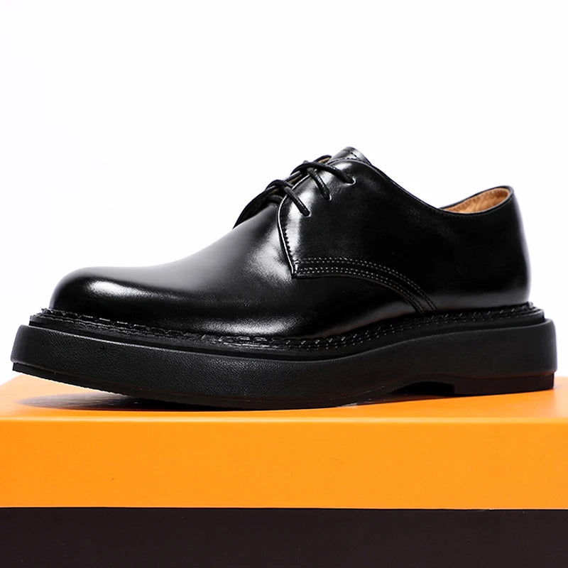 Luxury Mens Dress Shoes Genuine Leather Brogue British Business Suit Thick Sole Formal Casual Breathable Wedding Shoes Male