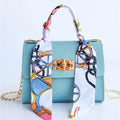 Women Girls Fashion Simplicity Solid Color Handbag Niche Design Silk Scarf Mini Chain Single Shoulder Crossbody Bag Bandolera