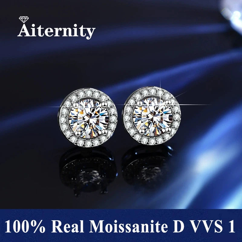 Promotion Moissanite Earrings for Women Pass Diamond Test Pen 100%  With Certificate Ear Studs 925 Sterling Silver Fine Jewelry