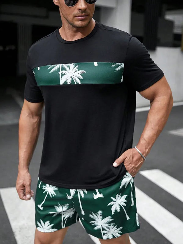 New Summer Vacation Leisure Daily 3D Men's Sports Wear Large Round Neck Short sleeved T - shirt Set Casual - View 8 | SAMAG