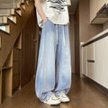 Men Lyocell Wide Leg Jeans Lightweight Drawstring | SAMAG