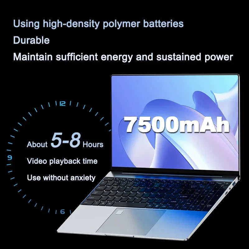 N95 Intel 2026 15.6 Inch Portable Laptop 32GB DDR4 2TB SSD 7500mAh Office Gamer Notebook Pro Backlit Fingerprint Unit