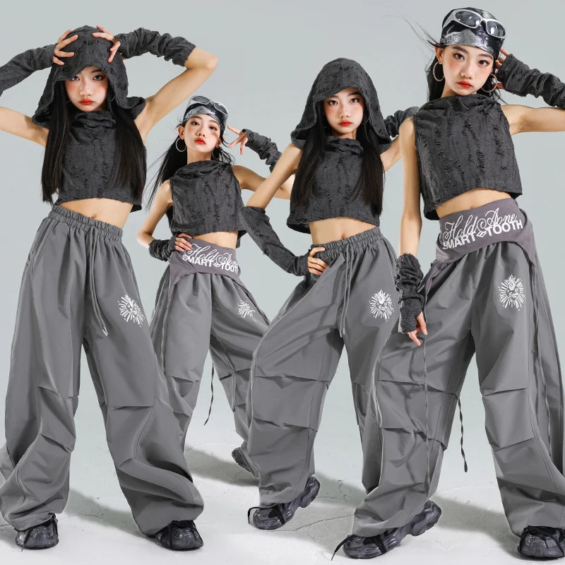 Korean Fashion Kids Hiphop Dance Clothes Set Hooded | SAMAG