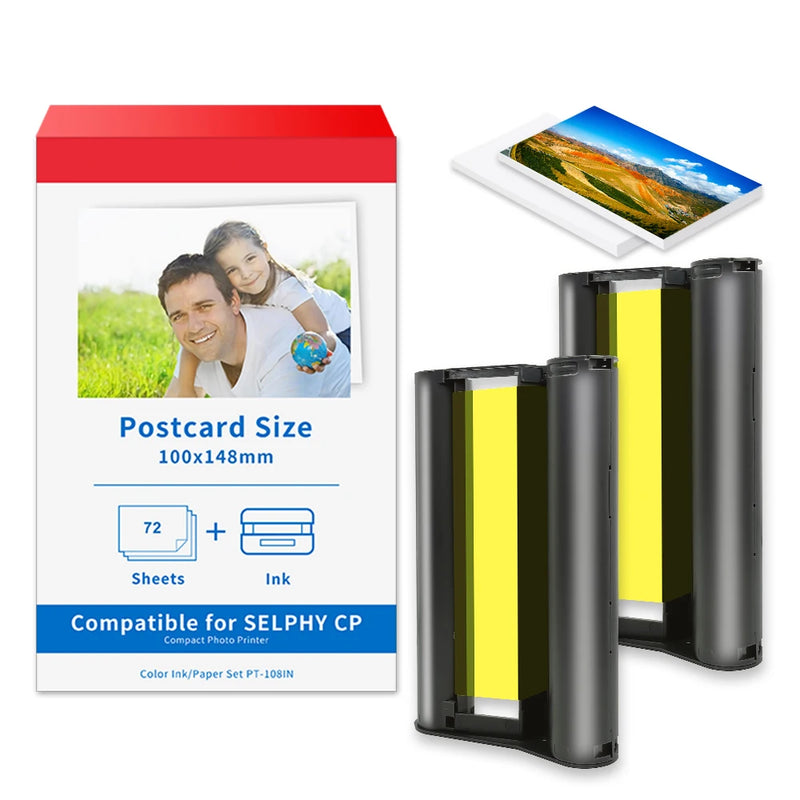 Photo Paper Cartridge Set Compatible For Canon Selphy CP1300 CP1500 CP1200 CP1000 Photo Printer KP-108IN KP-36IN Selphy Ink