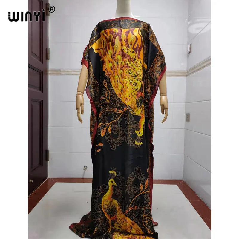 2022 beach cover ups for women Print Bohemia Hijab Loose Elegant Muslim Abaya dress new Broder Riche Sexy Lady Party maxi beach