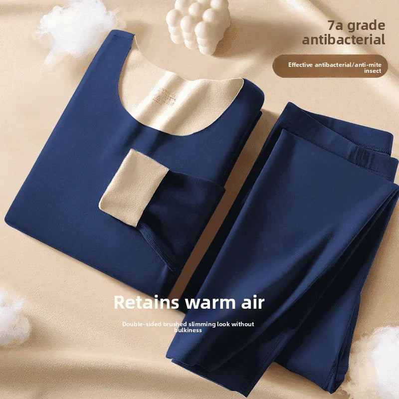 Men's Thermal Underwear Set Thick Fleece No Trace Autumn Clothes Pants Set Autumn Winter Cold Insulation Warmth