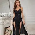 Women Sexy Split Mesh Lace Floral Sheer Babydoll Lingerie Nightgown Dress Sensual Pure Desire Seductive Hot Side-Slit Nightwear