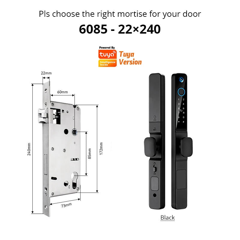Smart Lock with Camera Door Viewer Waterproof IP66 Tuya WiFi Fingerprint Password Sliding RFID Card Sliding Electronic Door Lock
