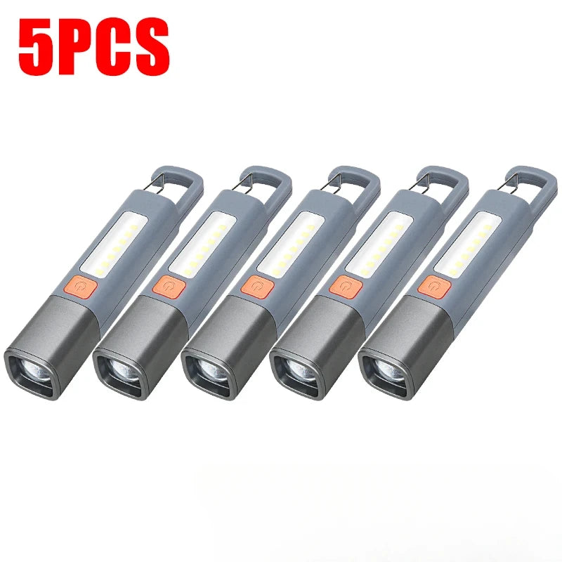1-10PCS Super Bright LED Flashlight XPE Torch Light With Hook Camping Light USB Rechargeable Zoomable Waterproof Flashlight
