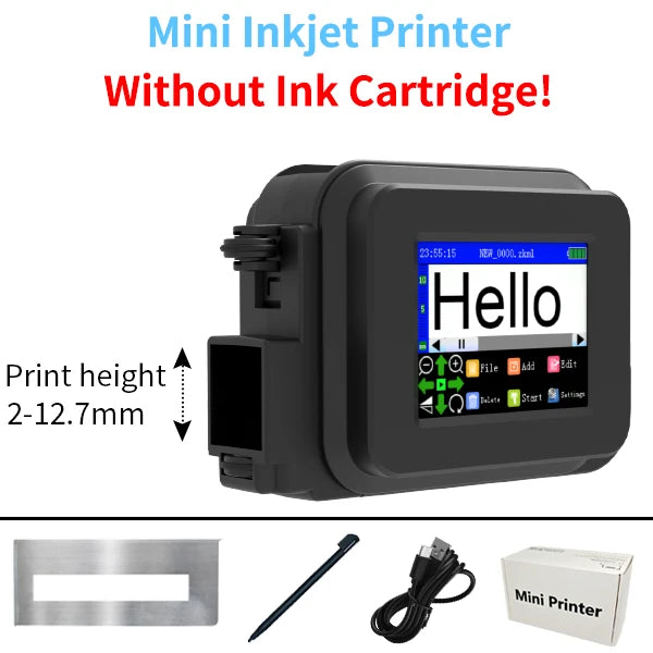 Iottim 12.7mm Mini Portable Inkjet Printer Small Business Date Label Printer QR code Logo Batch Number