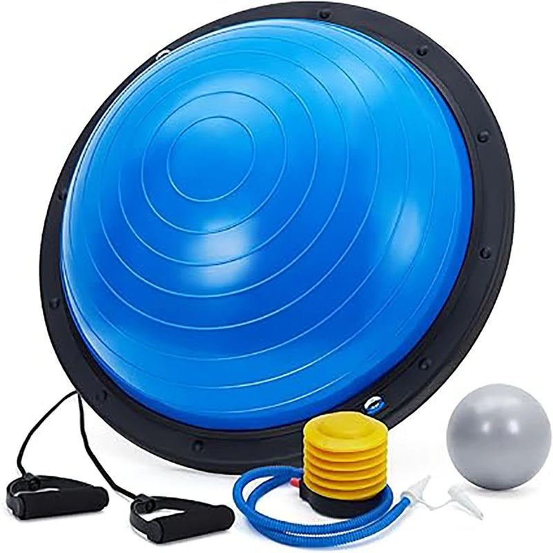 Half Exercise Ball,60Cm Balance Ball Trainer with Non-Slip Base,2 Bands,Pump & Extra Balls For Yoga Workouts Pilates Fitness