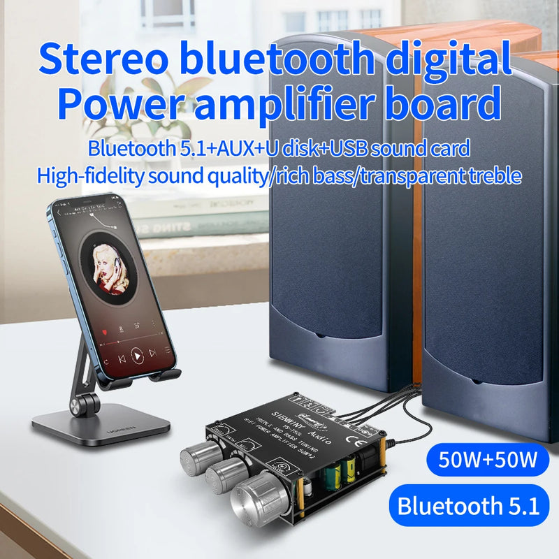 YS-T50L HiFi Amplifier Channel 2.0 Bluetooth Amp 3.5mm Active Speakers for Home Sound Systems Supporting APP Operation