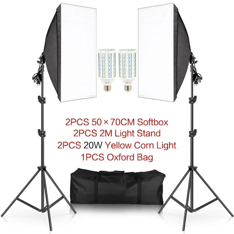 Softbox Lighting Kit Photography Studio Boom Arm for Video & YouTube Continuous Lighting Professional Lighting Set Photo Studio