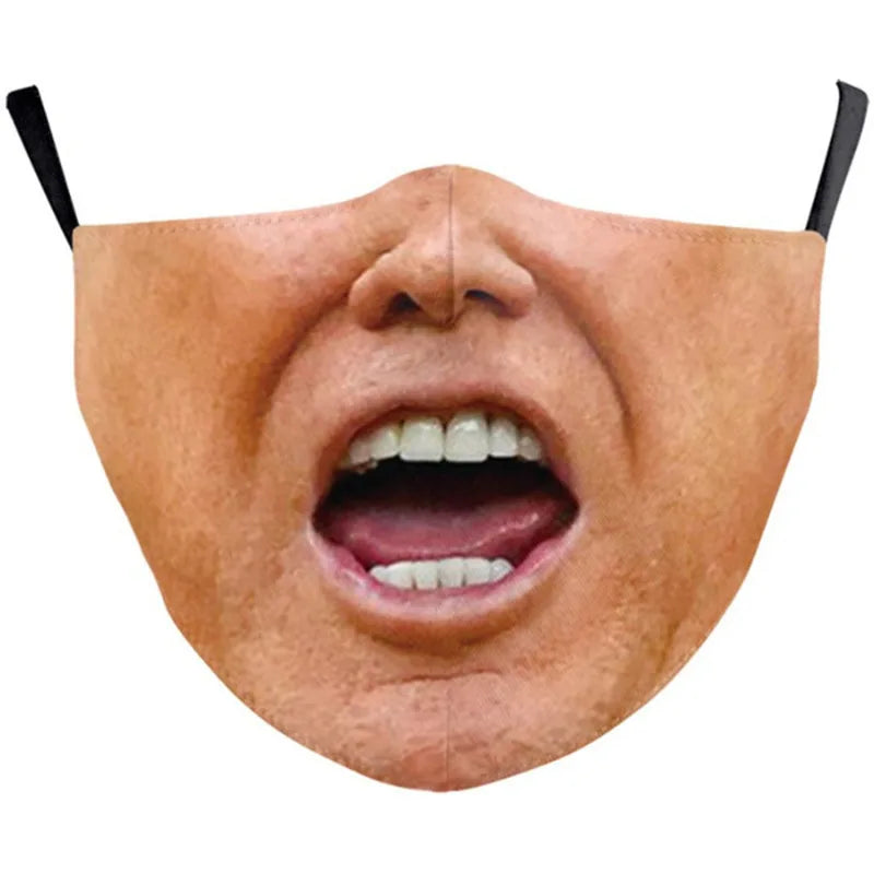 Smile Print Mask With Pocket Unisex Funny 3d Masks For Women Adult Face Scarf Adult Protec Mouthmask Outdoor Party Cosplay Mask
