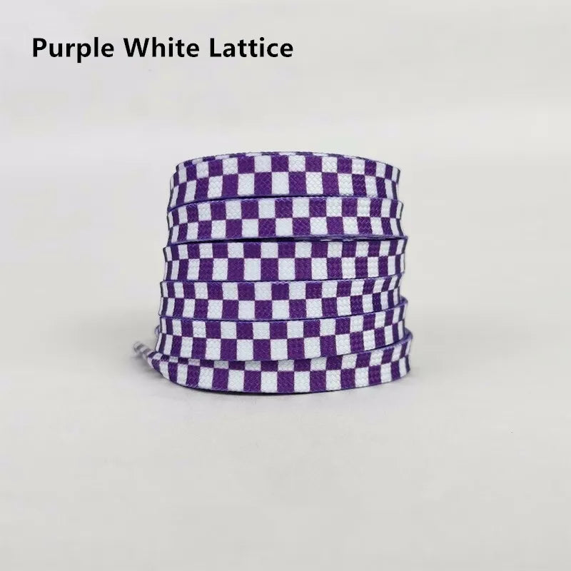 Black White Checkerboard Shoelaces Men Women Trend Personality Sneakers Sport Casual High Low Top Canvas Shoes Laces Dropship