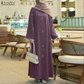 ZANZEA Muslim Modest Bow Printing Maxi Dress Women's | SAMAG