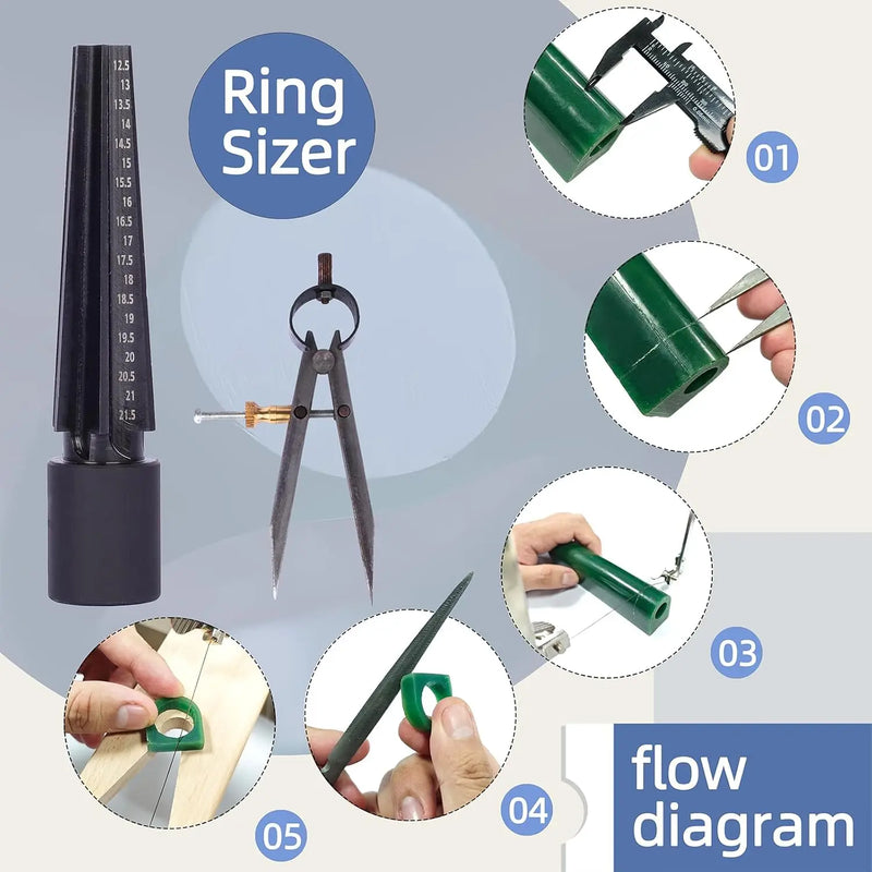 Professional Jewelry Wax Carving Kit with Ring Molds Saw Files and Lost Wax Casting Tools for Ring Making