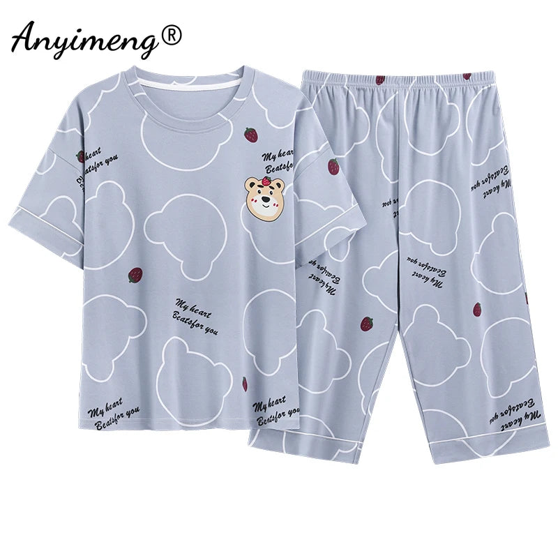 Summer Capris Pajamas Cute Cartoon Print for Women | SAMAG