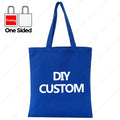 Custom Canvas Tote Bag 100% Cotton Print Your Design Logo Photo Handbag Work Reusable Grocery Shopping Customized Portable Bag