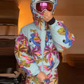 Fashion Printed Women's Ski Coat Jumpsuits Suit Hooded Zippers Thicken Lady Ski Suits 2026 Autumn Winter Chic Female Outfits
