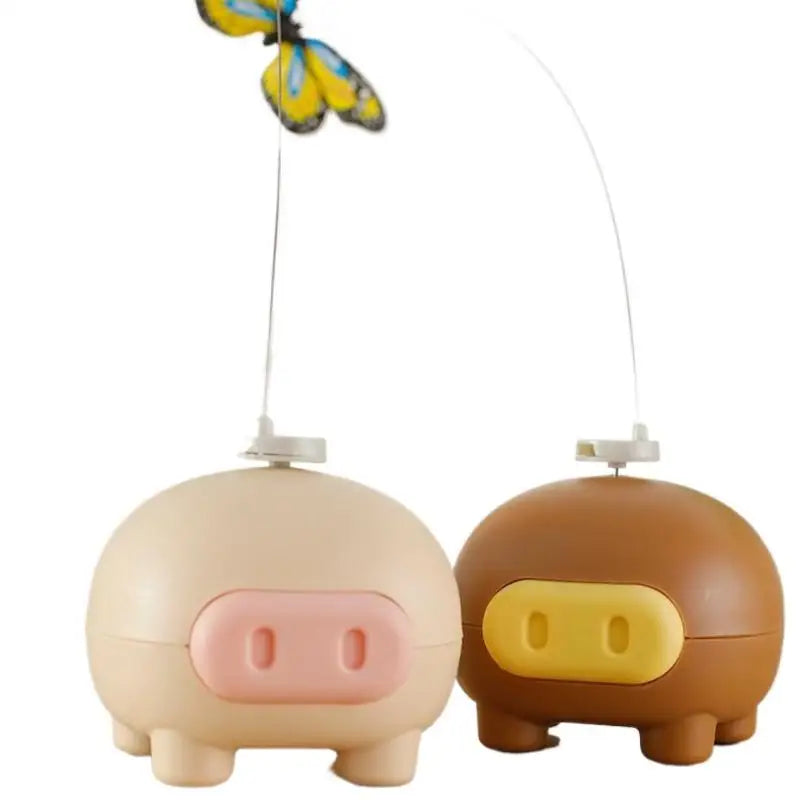 Electronic Interactive Cat Teasing Toys Electric Intelligent Automatic Rotate Cute Pig Funny Electric Rotating Butterfly Toys