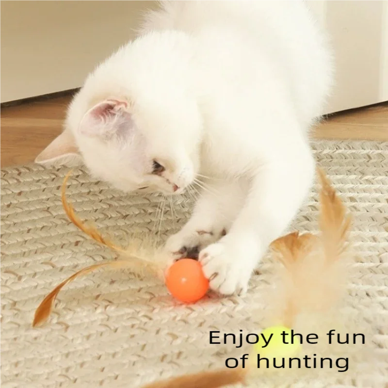 Funny Cat Elastic Ball Toy Interactive Balls Pet Supplies Feather Football Toys Dog Playthings Kitten