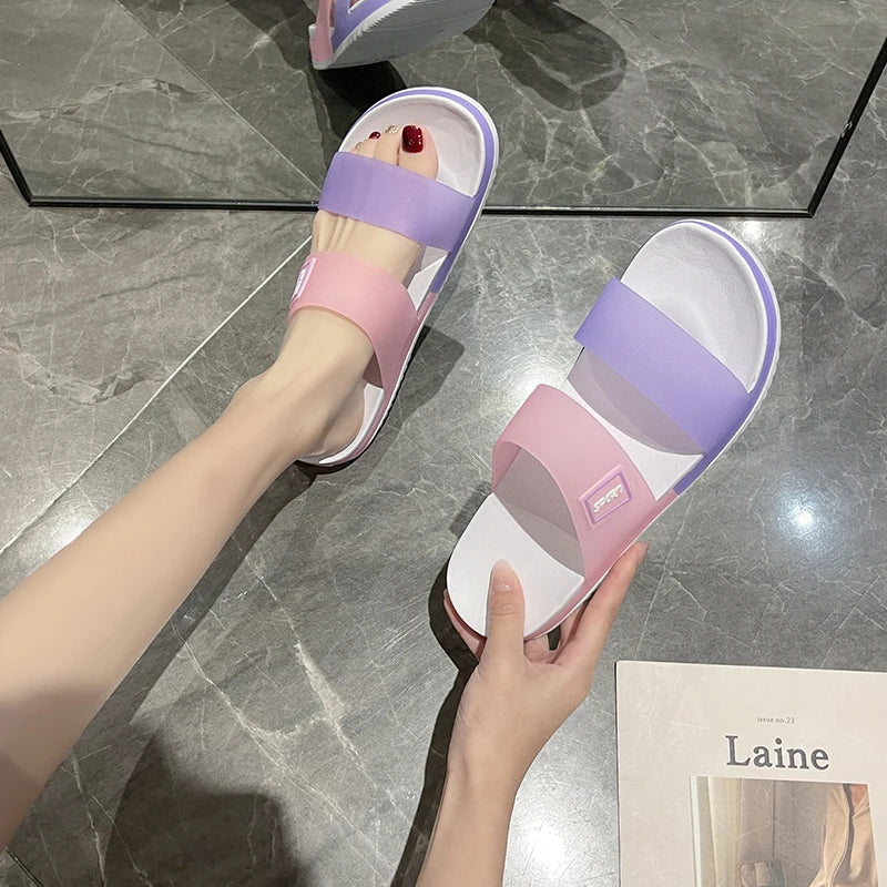 Slippers for Women to Wear Outside 2025 New Summer Non-Slip Thick-Soled Women's Home Bathing Seaside Beach Sandals
