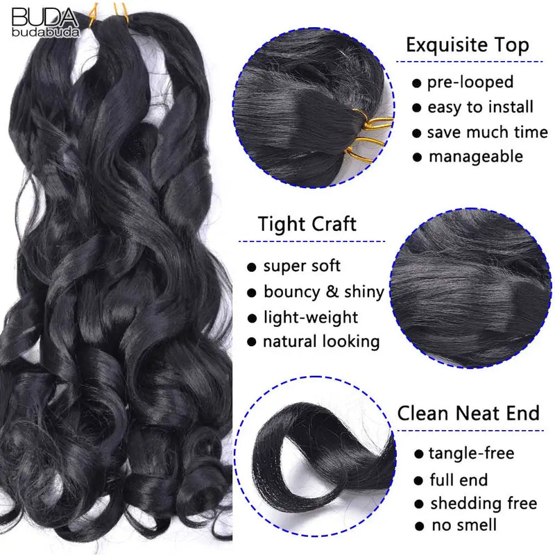 Loose Wave Braiding Hair Extensions 24" Synthetic Spiral Curls Braids Hair Pre Stretched Bouncy Braid French Curls Braiding Hair