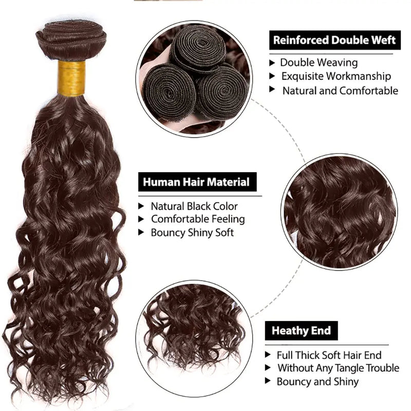 4 Chocolate Brown Water Wave Bundles Ombre Colored Deep Curly Raw Human Hair Bundles Deal Hair Extension Hair Weave Double Weft