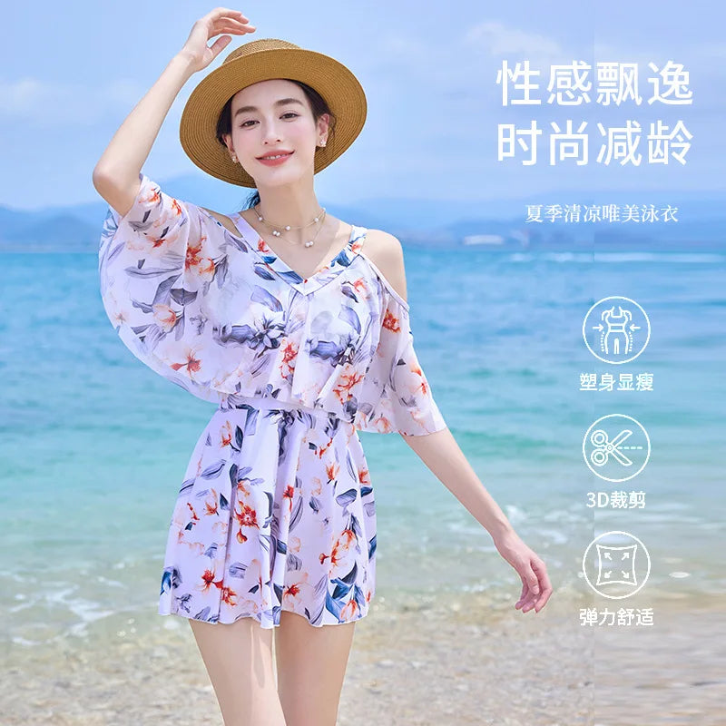 Japanese Style Women's Swimsuit New Printed Off-shoulder | SAMAG