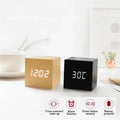 Voice Control Digital Electronic Clock Luminous Smart LED Wooden Alarm Clock Multifunctional Desktop Timepiece
