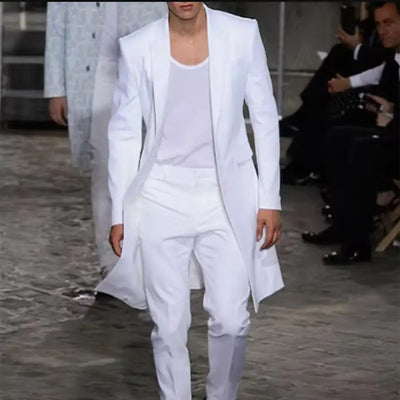 Summer Long Jacket Wedding Suits for Men White Trousers | SAMAG