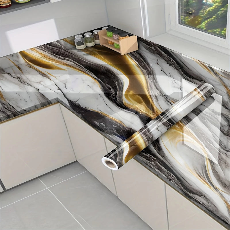PVC 60cm waterproof marble self-adhesive wallpaper bathroom cabinet countertop contact paper waterproof wall sticker