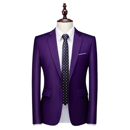 22 Color Men's Suit Jacket, Single Button V-neck Dress Coat Black Blue Red Slim Blazer Asian Size Terno Masculino, M-5XL 6XL