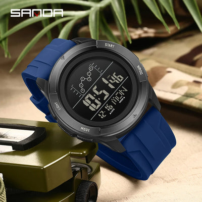 SANDA 2198 Timing Men's Electronic Watch Outdoor Climbing Sports Waterproof LED Large Dial Alarm Clock | SAMAG