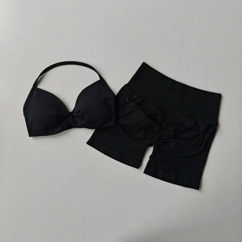 Yoga Set for Women, Fitness, Breathable, Quick Drying Training, Beautiful Back, Gathered Underwear, High Waist, Hip Lifting Shor