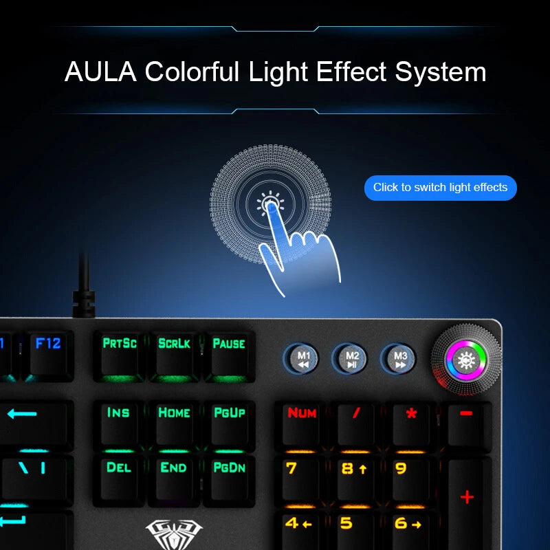 AULA F2088 Mechanical Keyboard Retro Punk 104 Keys RGB Backlit Wired Anti-Ghosting Magnetic Wrist Rest for PC/Mac