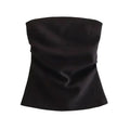 Strapless Draped Bustier Tops for Women, Straight Neck, Back Zipper, Female Camis, Fashion