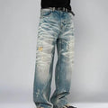【HME】Men's jeans Street‑Style Distressed Denim Pants | SAMAG