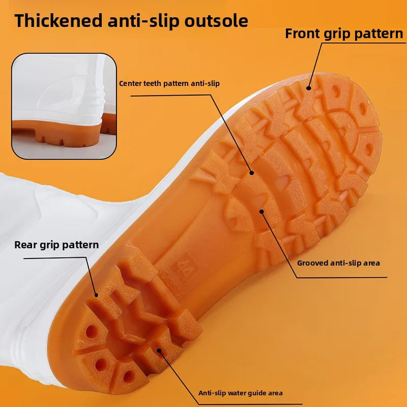 High Tube White Labor Protection Rain Boots Medium Tube Short Tube Waterproof Shoes Water Shoes