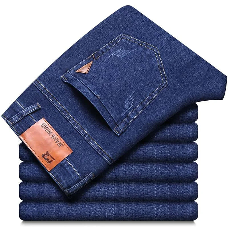 Summer Thin Men's Elastic Cotton Jeans Fashion Blue | SAMAG