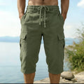 Men Summer Cotton Linen Shorts Retro Multi Pocket Loose | SAMAG